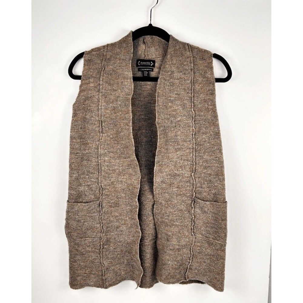 Nanette Lepore 100% Fine Merano Wool Vest Long Tan Size Medium Duster
